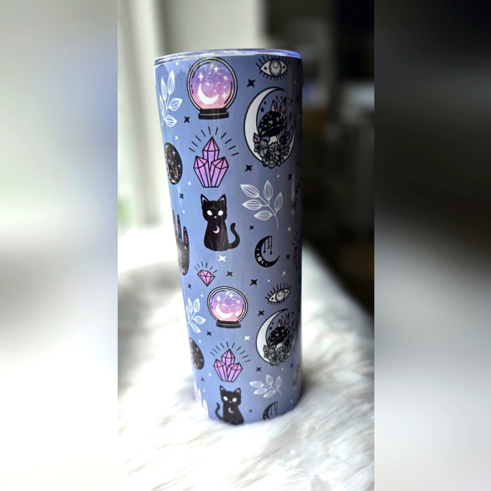 Tumbler 20oz handmade crystals & cats